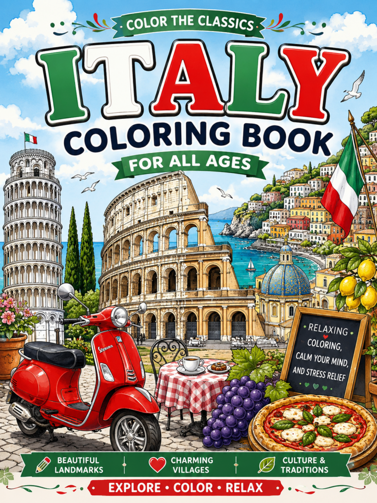 Coloring Italy: Beautiful Italian Scenes to Color | Relaxing Coloring Book for Teens & Adults