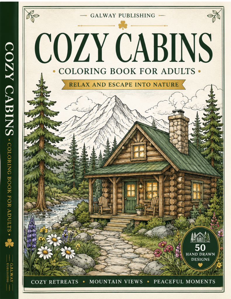 Cozy Cabins Coloring Book: 50 Relaxing Rustic Retreats to Color.