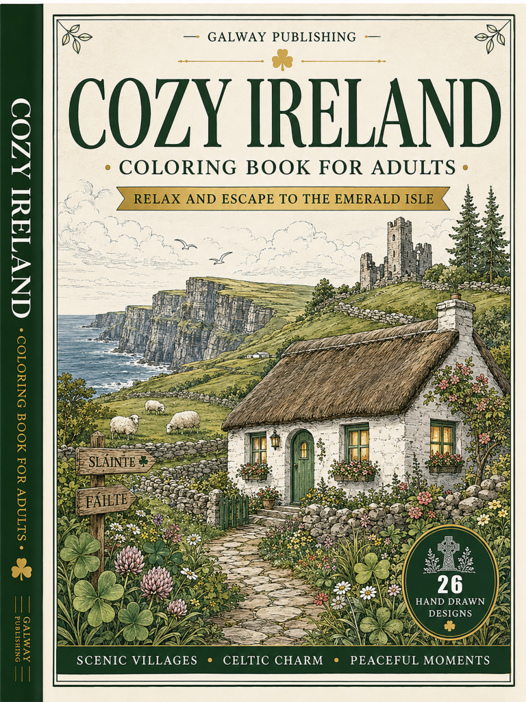 Cozy Ireland Coloring Book, 60 Relaxing Coloring Pages of Ireland