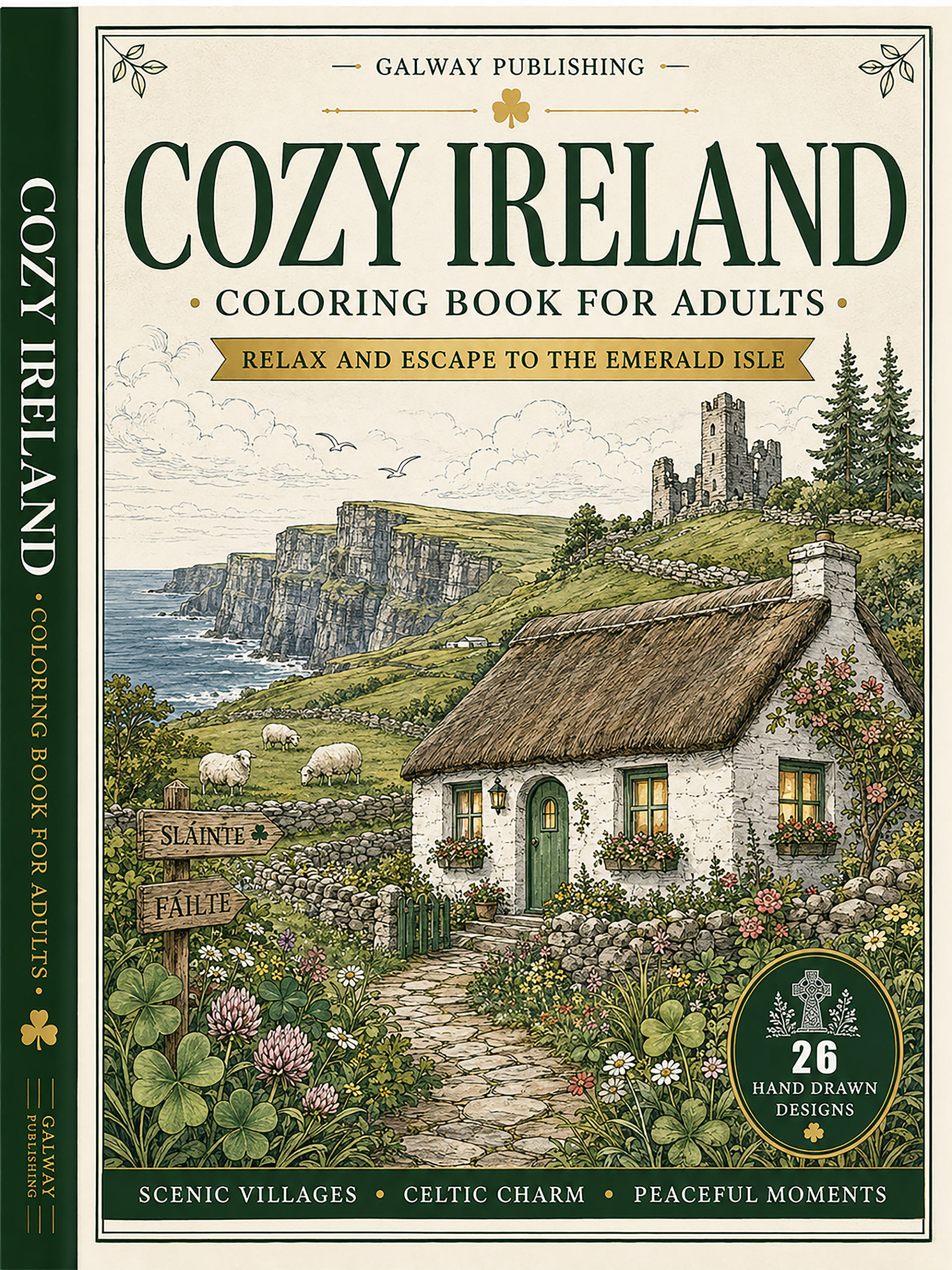 Cozy Ireland Coloring Book, 60 Relaxing Coloring Pages of Ireland