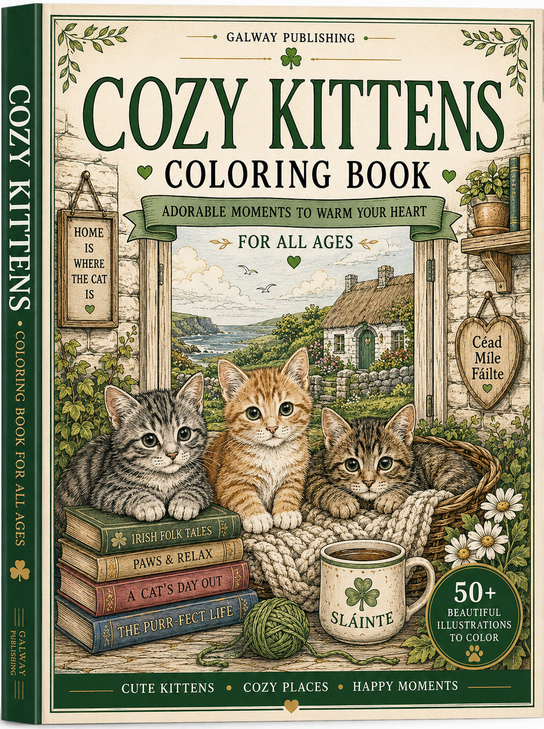 Cozy Kittens: 80 Coloring Pages & Bonus Mazes