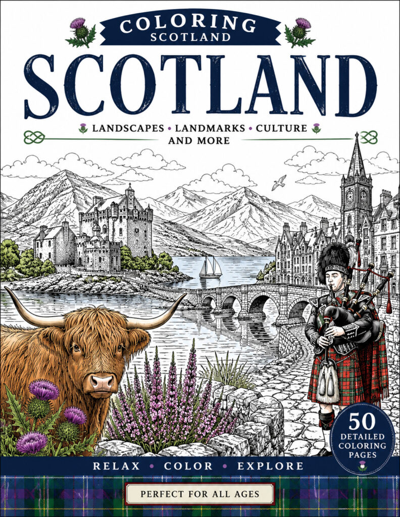 Coloring Scotland: A Relaxing Journey Through Castles, Highlands & Scottish Legends
