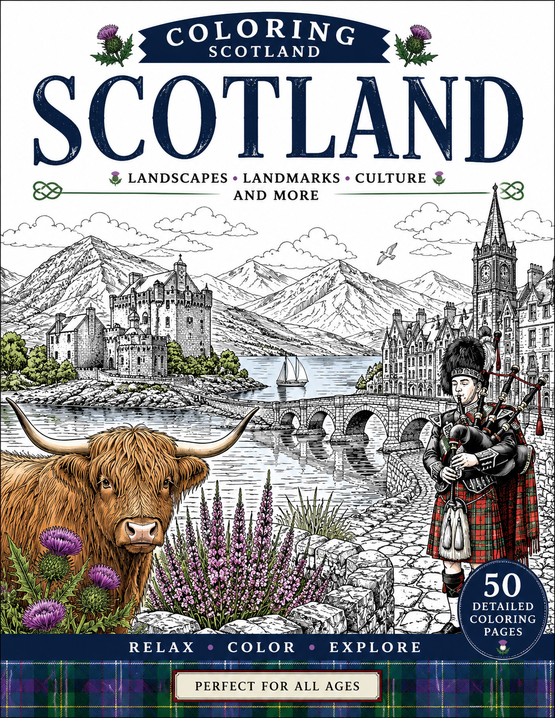 Coloring Scotland: A Relaxing Journey Through Castles, Highlands & Scottish Legends